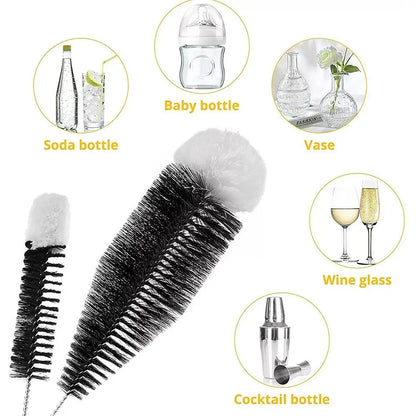 Rynx | Beechwood Handled Soda Stream Bottle Brush | Glassware & Jars Cleaner | Kitchen Cleaning Tool for Drinkware & Wineglass Bottles