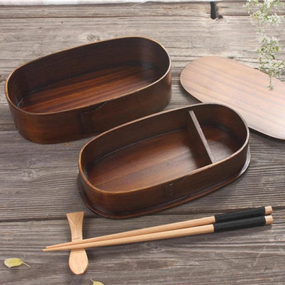 Rynx | Elegant Japanese Wooden Bento Box - Eco-friendly Portable Lunch Container for Meals, Sushi, and Snacks