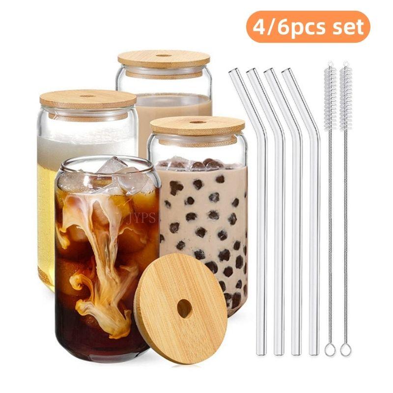 Rynx | Elegant Can-Shape Glass Tumbler Set - 4 Premium Cups for Luxurious Drinking Experiences