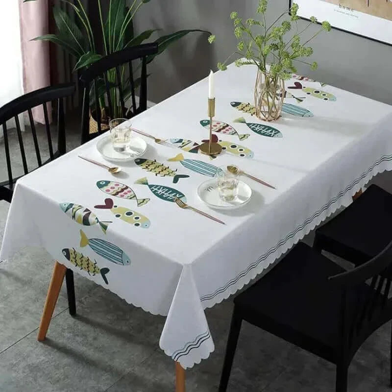 Rynx | Rectangular Stain-Resistant Tablecloth with Aquatic Design