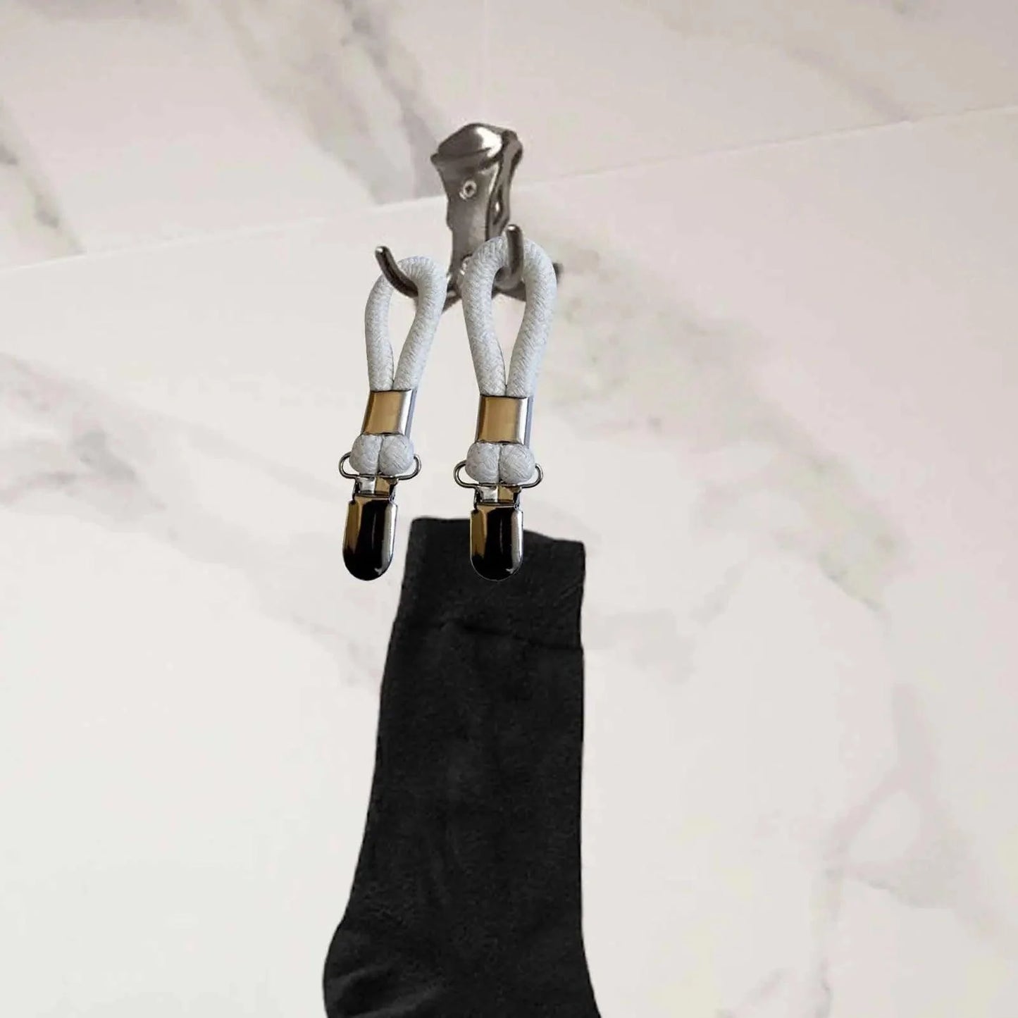 Rynx | Cotton Braided Towel Holder Set with Sturdy Metal Clips - Elegant Space-Saving Solution for Home and Kitchen