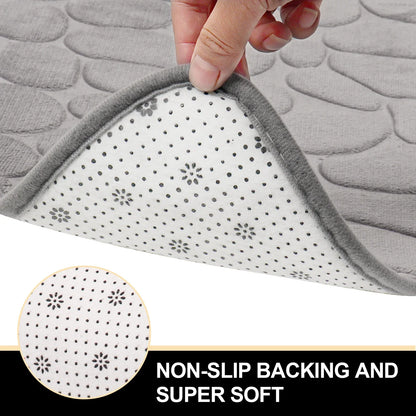 Rynx | Curved Bathroom Mat - Non-Slip Pebble Embossed Bath Mat | Absorbent Floor and Toilet Mat for Showers