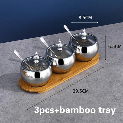 Rynx | Stainless Steel Spice Storage and Oil Sprayer Set - Essential Organizer for Culinary Lovers