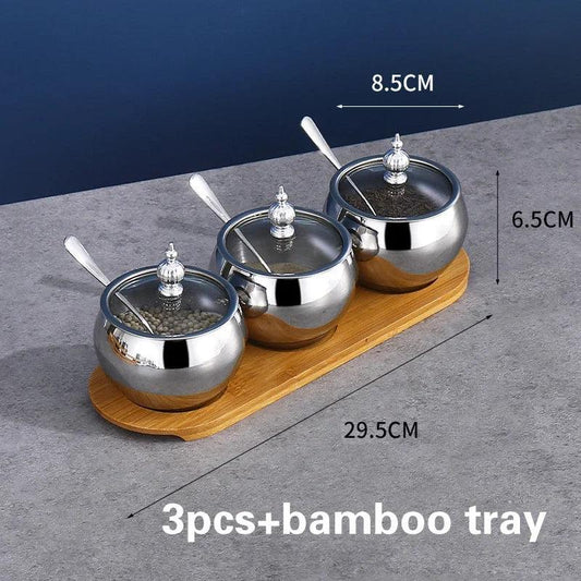 Rynx | Stainless Steel Spice Storage and Oil Sprayer Set - Essential Organizer for Culinary Lovers