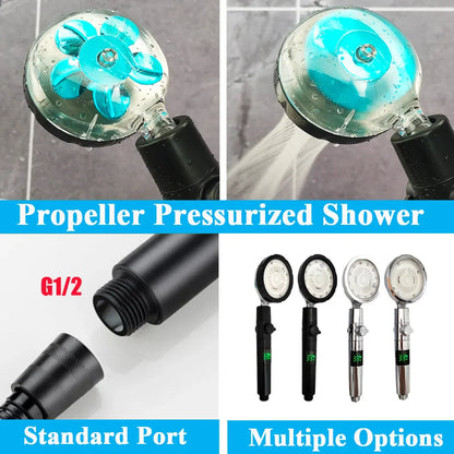 Rynx | LED Digital Temperature Display Shower Head | Black with Colorful Fan & Temperature Control | High Pressure Rainfall Bathroom Showerhead