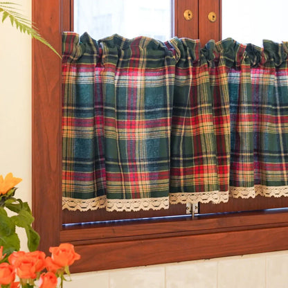 Rynx | Checked Plaid Window Valances Red and Black Farmhouse Design Window Treatment Decor Curtains Rod Pocket Valances for Kitchen