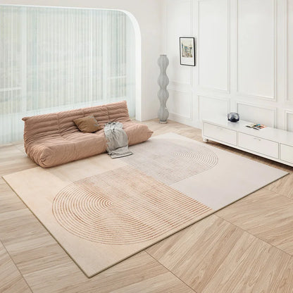 Rynx | Modern Minimalist Living Room Rug Cream Luxury Home Decor Rug Nordic Line Art Luxury Space Fluffy Soft Large Rug Tapis IG