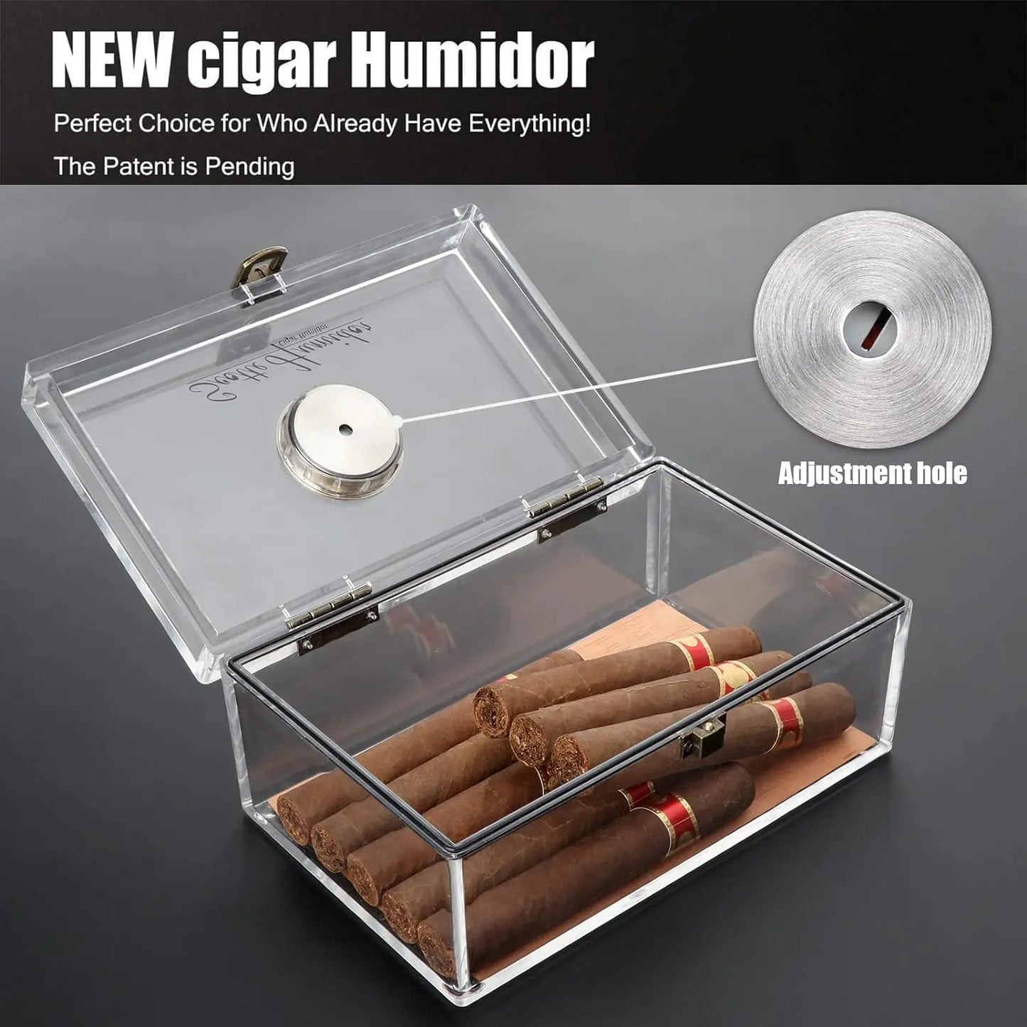 Rynx | Scotte Acrylic Cigar Case Humidor – Holds 20 Cigars, Includes Hygrometer, Humidifier, Cigar Cutters, Punch & Accessories