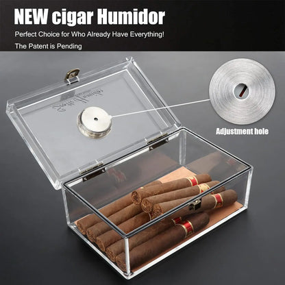 Rynx | Scotte Acrylic Cigar Case Humidor – Holds 20 Cigars, Includes Hygrometer, Humidifier, Cigar Cutters, Punch & Accessories