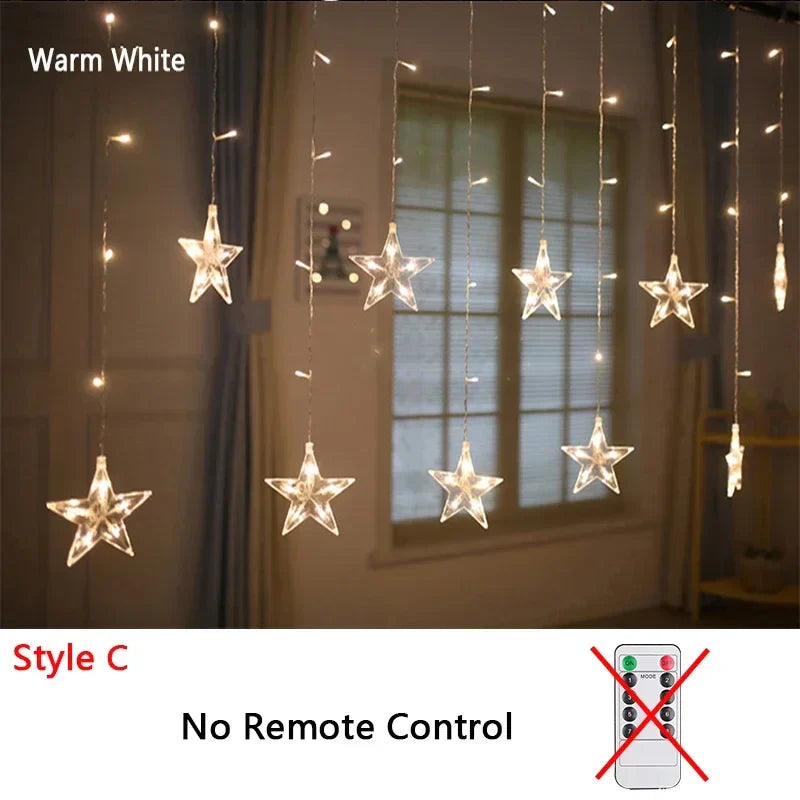 Rynx | 220V/110V/Battery Christmas Lights 2025 Light String Fairy Garland Curtain Decor for Holiday Party Christmas 2024 New Year's Decoration