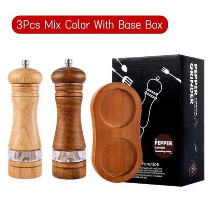 Rynx | Vintage Handcrafted Wooden Spice Mill Set - 6-Inch Gourmet Salt and Pepper Mills