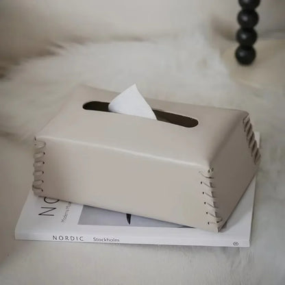 Rynx | Nordic woven tissue box leather napkin holder luxury paper box toilet towel holder high-quality bedroom table decoration