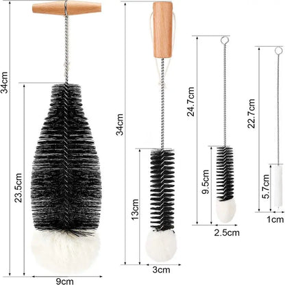 Rynx | Beechwood Handled Soda Stream Bottle Brush | Glassware & Jars Cleaner | Kitchen Cleaning Tool for Drinkware & Wineglass Bottles