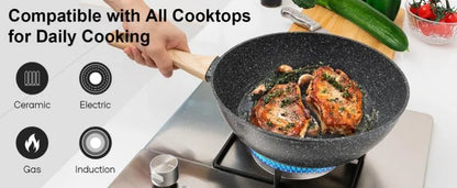 Rynx | SODAY 12 Piece Granite Nonstick Cookware Set - Induction Compatible Kitchen Pots and Pans