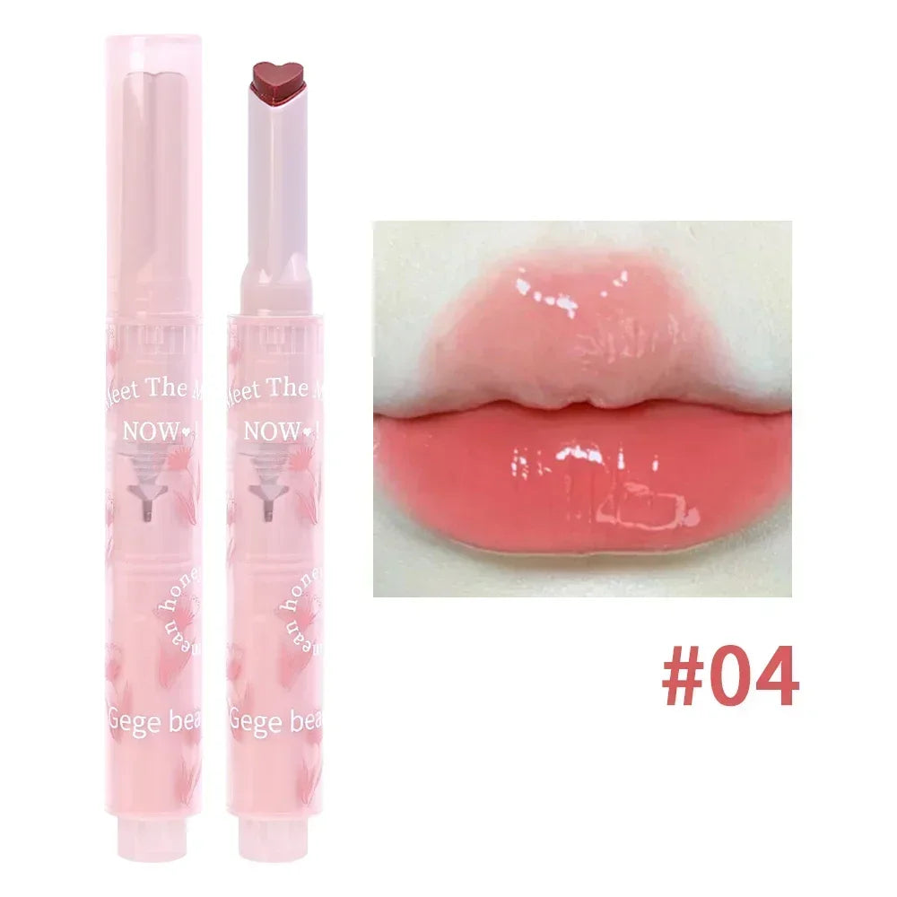 Rynx | Thin Tube Flower Lipstick Pencil Heart-Shaped Gel Lipstick Pencil Makeup Long-Lasting Moisturizing Lip Lacquer Girls Korean Cosmetics