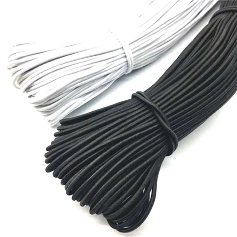 Rynx | High-Quality Strong Elastic Rope – White/Black Rubber Band for DIY Sewing and Crafts, Available in 1/2/3/4/5MM