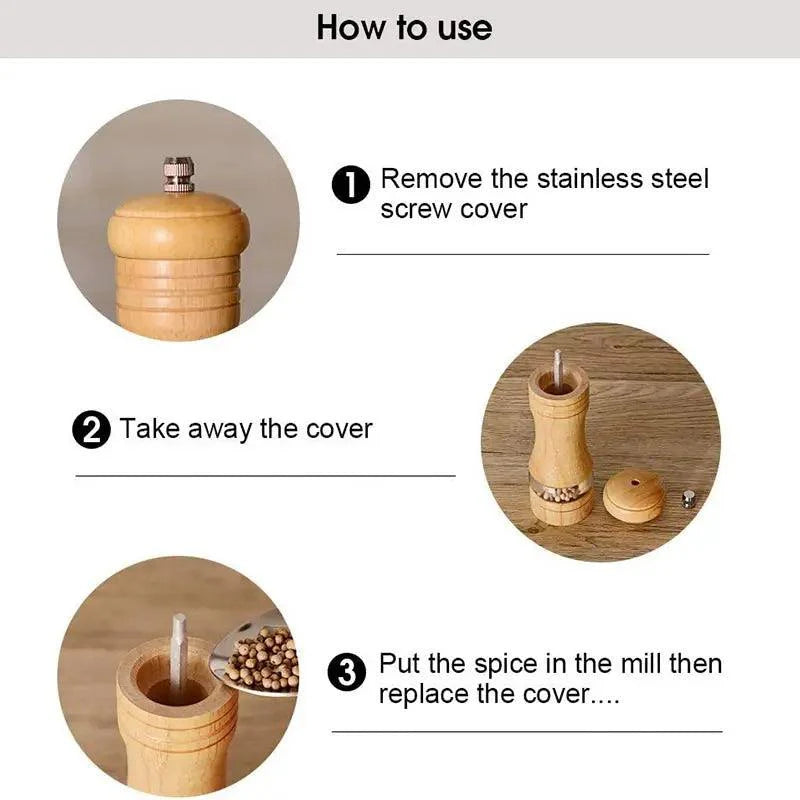 Rynx | Vintage Handcrafted Wooden Spice Mill Set - 6-Inch Gourmet Salt and Pepper Mills