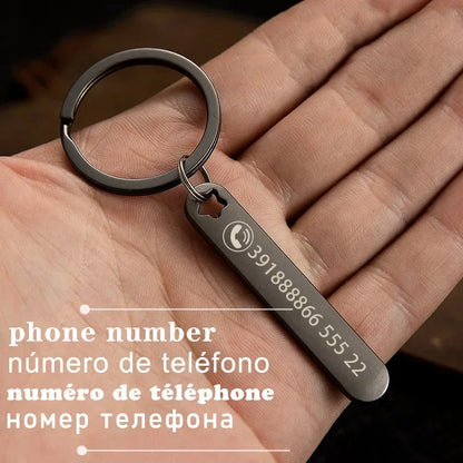 Rynx | Customized Keychain with Personalized Name and Phone Number - Perfect Gift for Boyfriend, Car Keyring Accessory