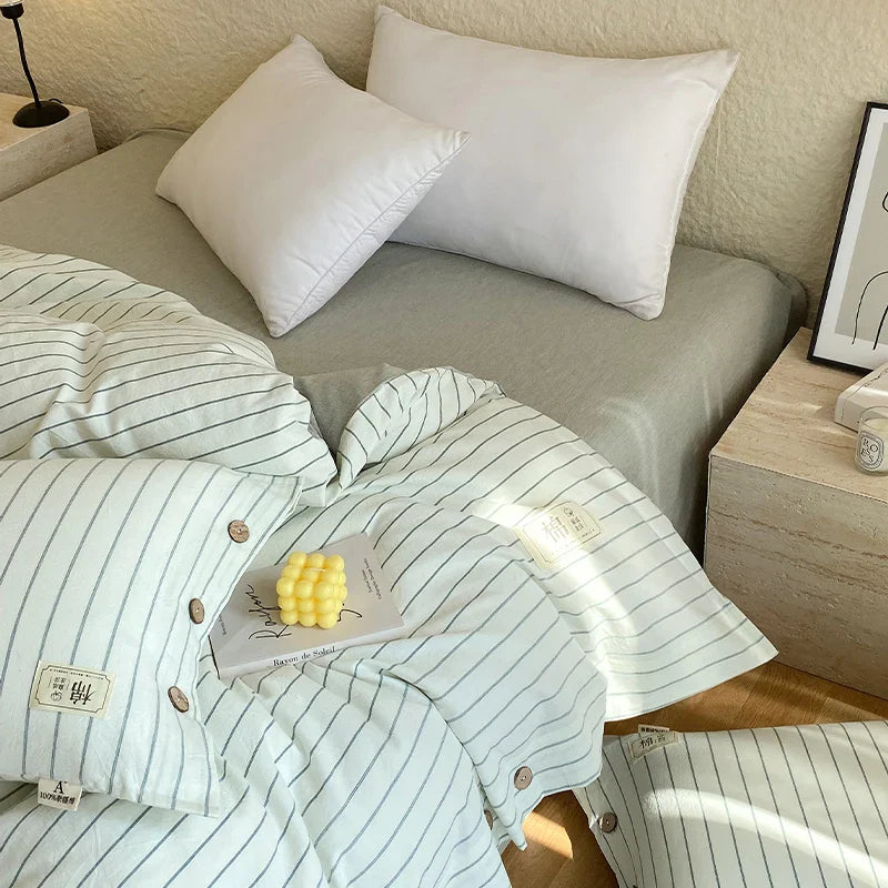 Rynx | 100% Cotton Duvet Cover Stripes Bedspread Skin-friendly Bedding Comforter Cover High-quality Duvet Cover duvet cover