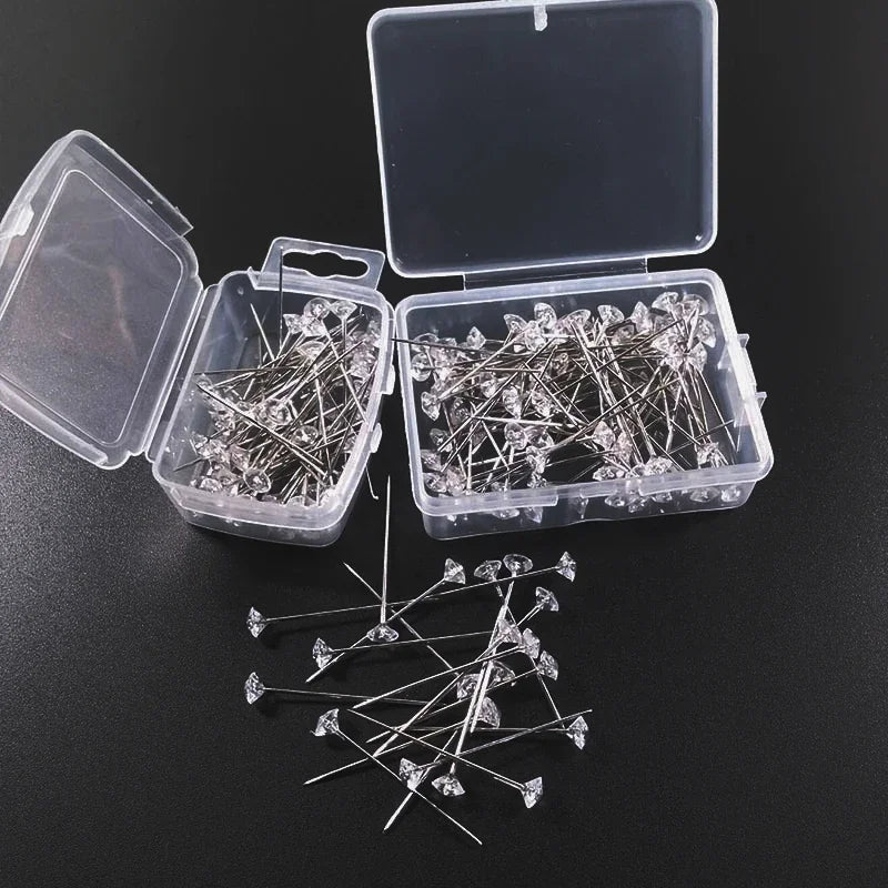 Rynx | Diamond Big Head Sewing Pins - Corsages, Wedding Bouquets, Stitching Needles, Straight Pins in 1 Box - Apparel Sewing Accessories