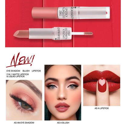 Rynx | Long lasting velvet matte lipstick double-ended lip gloss non-sticky cup lip gloss tint plumper waterproof lipstick makeup