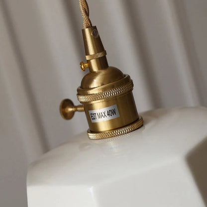 Rynx | Japanese retro ceiling lamp made of embellished brass, printed ceramic