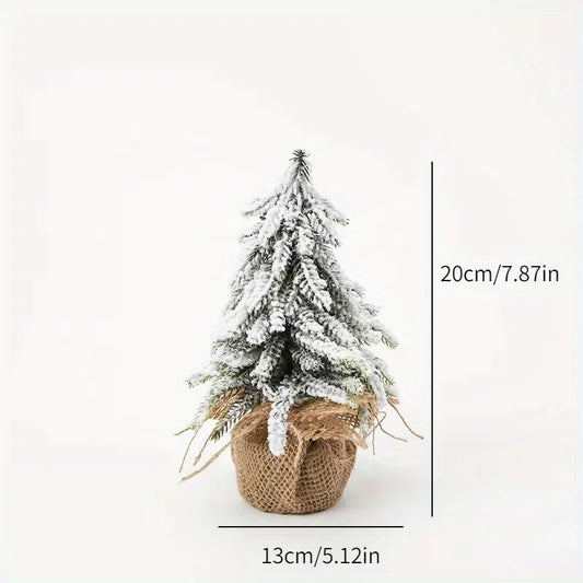 Rynx 1 Piece Mini Dropping Snow Christmas Tree PE Flocked Christmas Tree Table Decoration Scene Arrangement Decorations