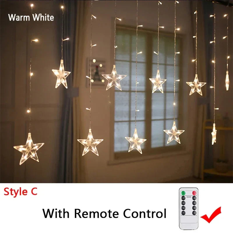Rynx | 220V/110V/Battery Christmas Lights 2025 Light String Fairy Garland Curtain Decor for Holiday Party Christmas 2024 New Year's Decoration
