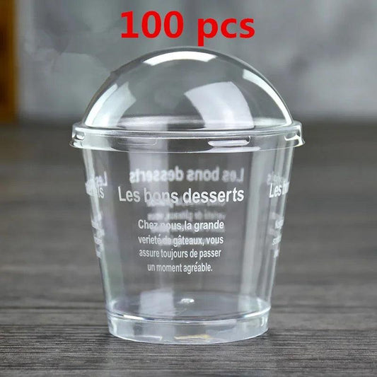 Rynx | Elegant clear dessert cup collection with lids and spoons - Perfect for ice cream, yogurt, and mousse