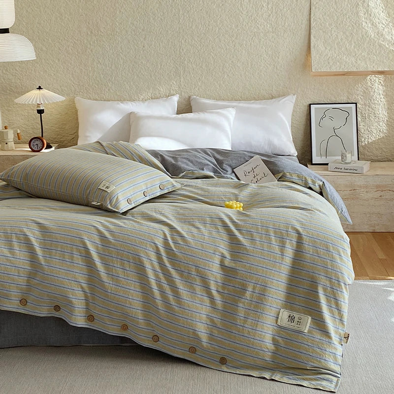 Rynx | 100% Cotton Duvet Cover Stripes Bedspread Skin-friendly Bedding Comforter Cover High-quality Duvet Cover duvet cover