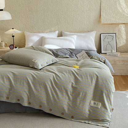 Rynx | 100% Cotton Duvet Cover Stripes Bedspread Skin-friendly Bedding Comforter Cover High-quality Duvet Cover duvet cover
