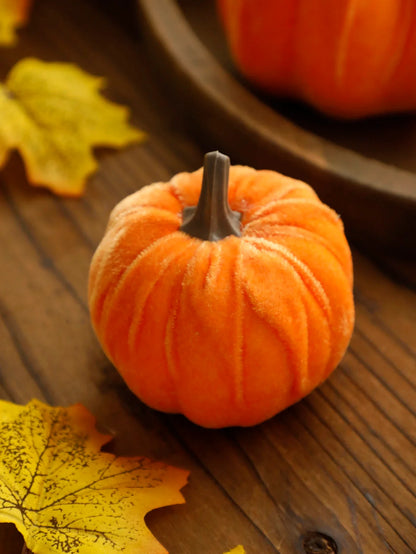 Rynx | Velvet artificial pumpkins decor red pumpkin decor for autumn Halloween Thanksgiving autumn harvest and home decorations gift