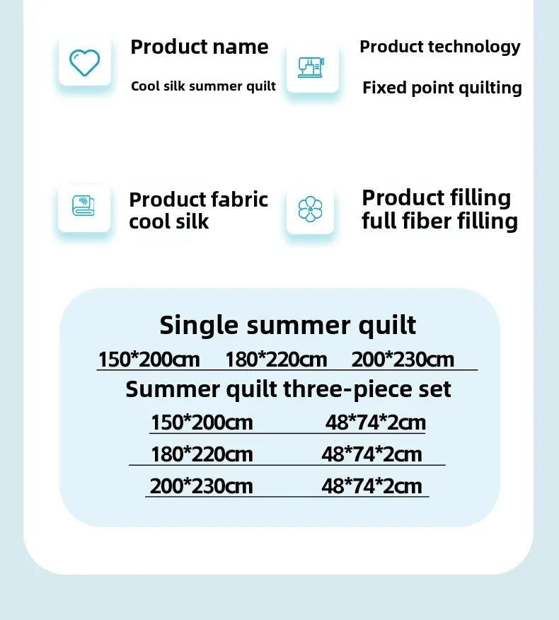 Rynx | new printed cool silk summer blanket three-piece summer cool blanket air conditioning blanket cool sleeping experience washable