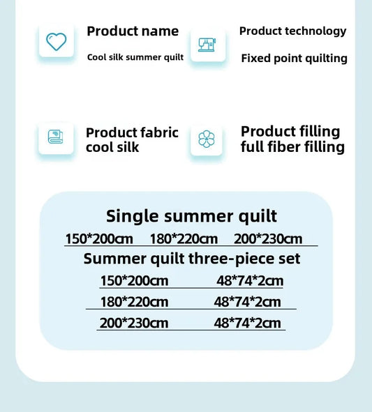 Rynx | new printed cool silk summer blanket three-piece summer cool blanket air conditioning blanket cool sleeping experience washable