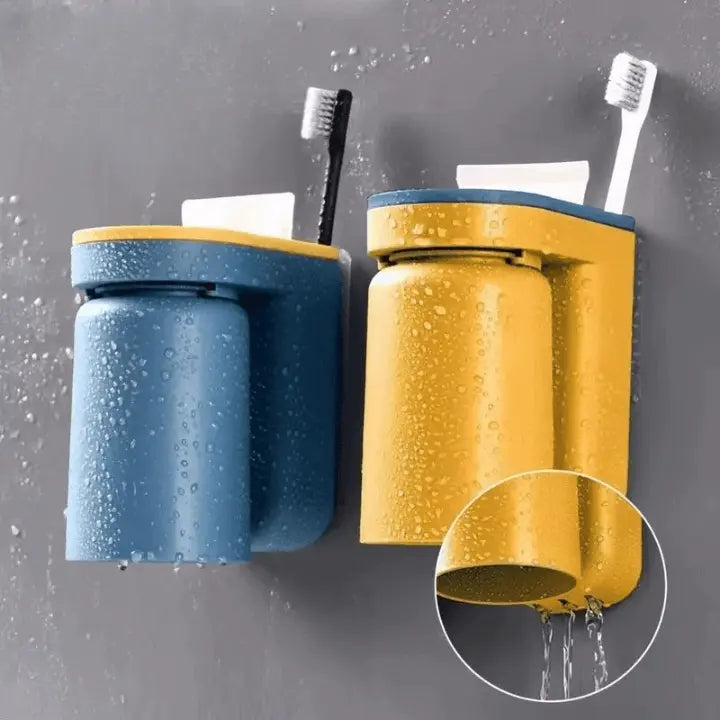 Rynx | Self-adhesive toothbrush holder with cup – Space-saving