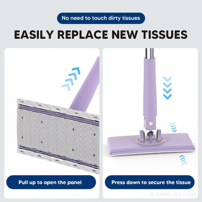Rynx | Self-changable flat mop (NOW 180% larger) + 4 cleaning cloths