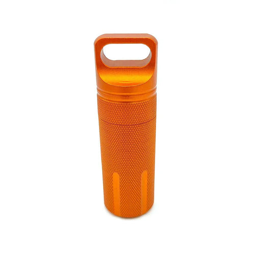 Rynx | Portable Aluminum Alloy Airtight Pill Container Bottle - Single Chamber Capsule Holder for Outdoor EDC, Waterproof Medicine Case Box