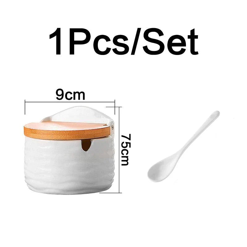Rynx | Chic European ceramic spice storage set with salt box & spice organizer