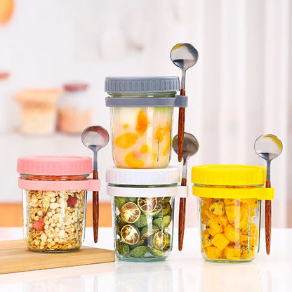Rynx | Multifunctional Portable Breakfast Cup with Lid and Spoon - Perfect for Oatmeal, Cereal, Nuts, Yogurt, Salad, and More! Heat-Resistant Tumbler for Juice and Milk On-the-Go
