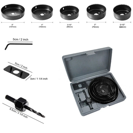 Rynx | Hole Saw Kit: 2/3/6/8/13/16PCS Set with Mandrels, Hex Key & Storage Box - Ideal for Soft Wood & PVC Board