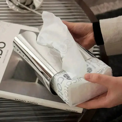 Rynx | Nordic Stainless Steel Tissue Box Mirror Tissue Holder Silver Wet Wipe Holder Napkin Holder Decoration Shower Room Toilet Paper Holder