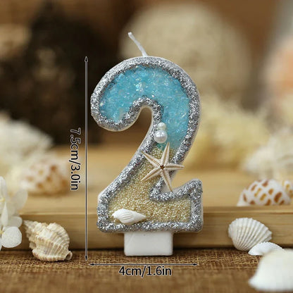 Rynx | Crown Number Candles for Birthdays – Digital 0-9 Cake Decoration with Ocean Starfish and Seashells Cake Topper for Anniversary and Special Days