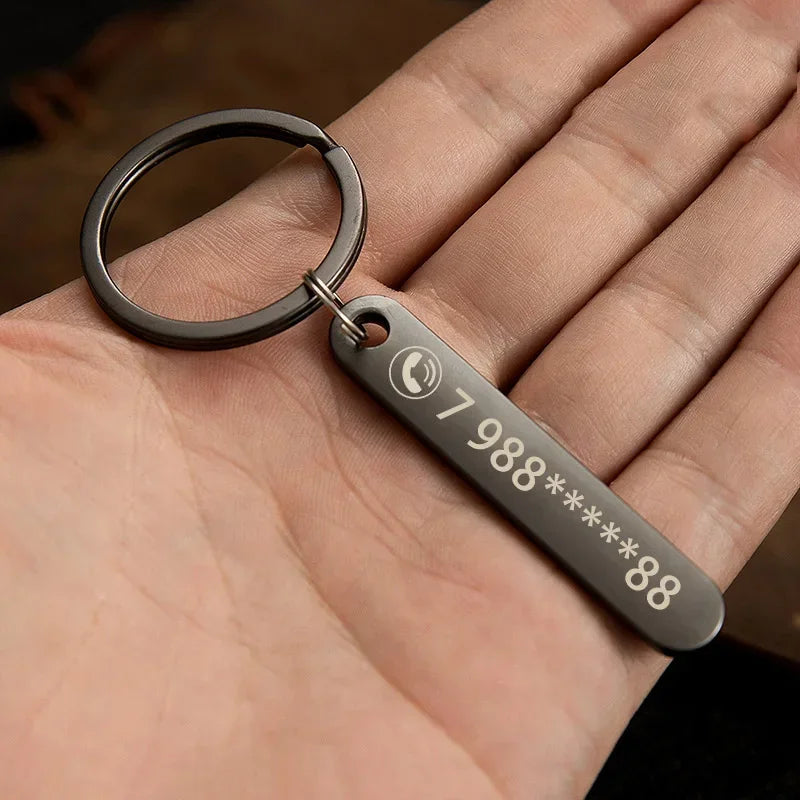 Rynx | Customized Keychain with Personalized Name and Phone Number - Perfect Gift for Boyfriend, Car Keyring Accessory