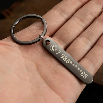Rynx | Customized Keychain with Personalized Name and Phone Number - Perfect Gift for Boyfriend, Car Keyring Accessory