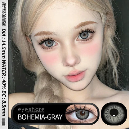 Rynx | 1 Pair New Colored Contact Lenses for Eyes Green Contact Lenses Fashion Blue Eye Lenses Annual Gray Beauty Contact Lenses