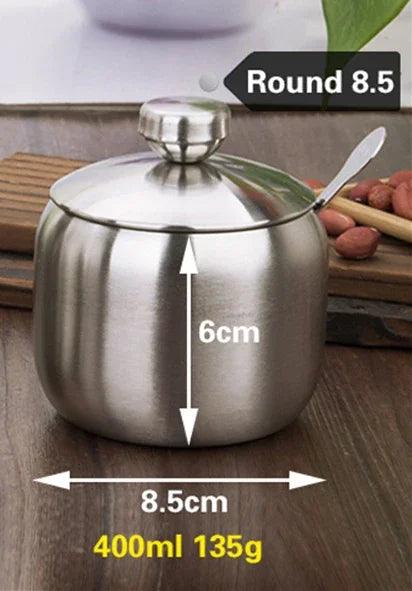 Rynx | Elegant stainless steel spice storage and dispensing set with spoon