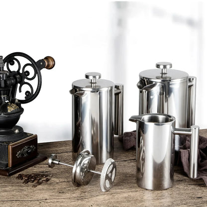 Rynx | 350ml/800ml/1000ml French Press Coffee Maker - Stainless Steel Double-Walled Insulated Coffee Pot