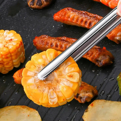 Rynx | Stainless Steel Grill Tongs – Non-Slip Food Clip, BBQ Steak, Bread Tong, Cooking Utensils, Party Kitchen Gadgets