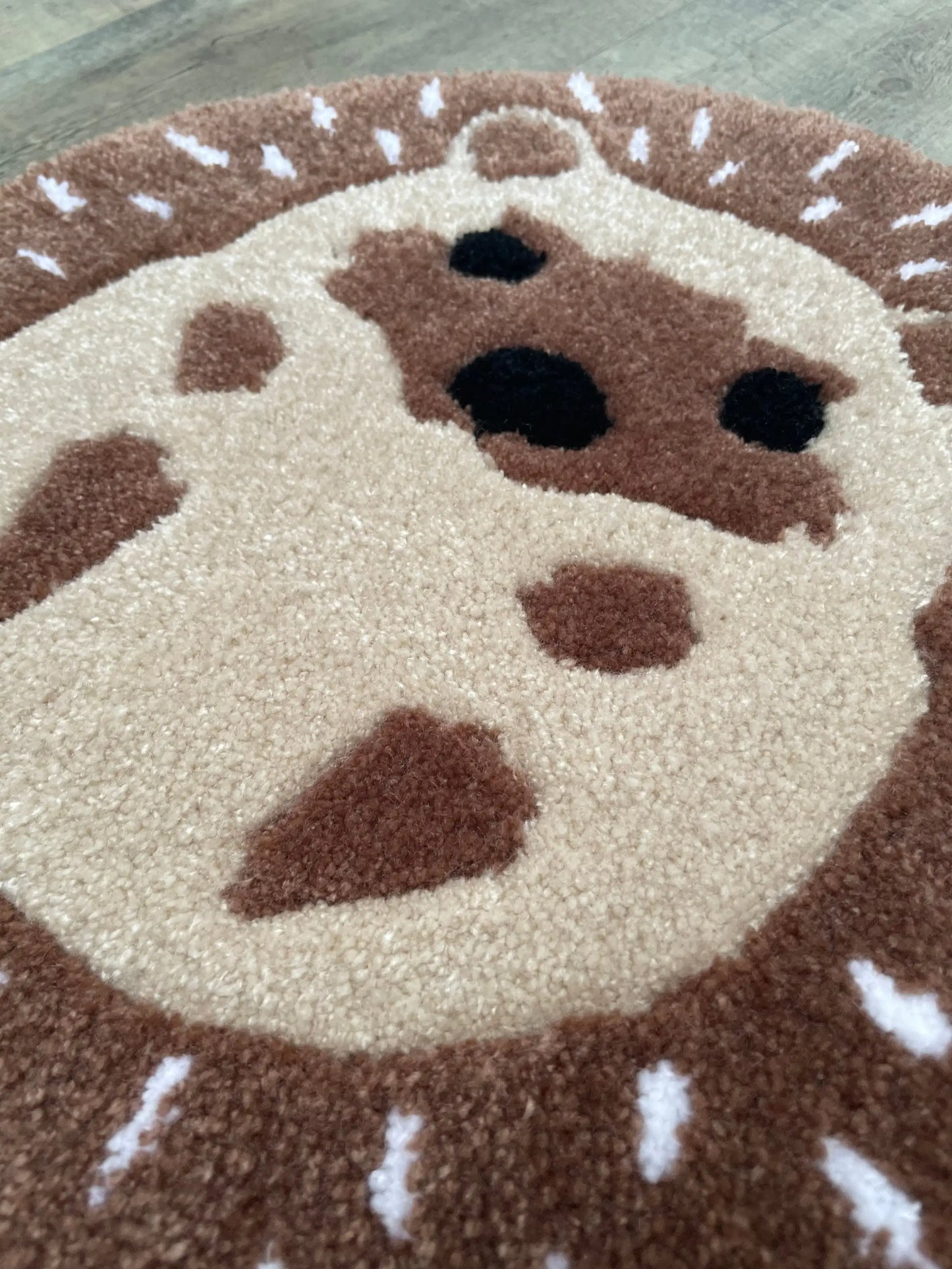 Rynx | Cute Hedgehog Brown Carpet Digital Printing Technology Simple Housewarming Gift Handcrafted Non-slip Decorative Rug
