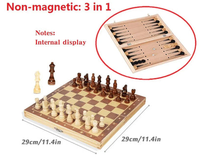 RYNX | Large Wooden Folding Magnetic Chess Set No magnet-29cm